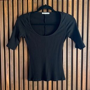 Reformation Jeans ribbed scoop neck top black